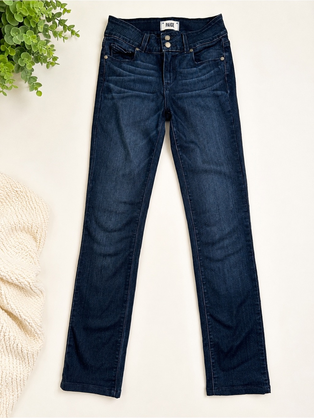 PAIGE Hidden Hills Straight-Leg Jeans for Women size 27 Premium Denim Dark wash
